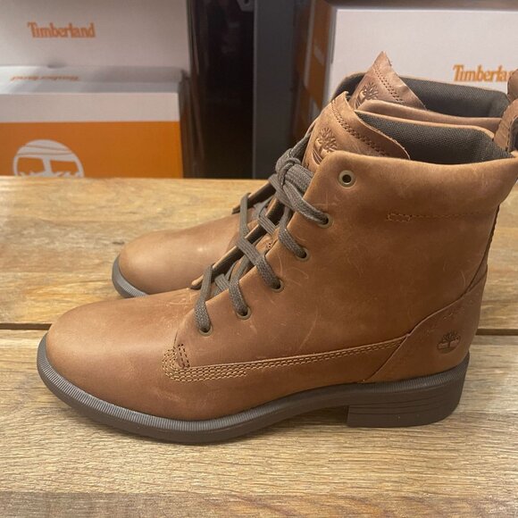 TIMBERLAND WOMEN'S VERONA SQUARE MID LACE BOOT MEDIUM BROWN FULL GR A42N8-EM4 - Picture 6 of 7